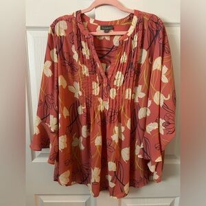 Style & Co. Beautiful floral Pintuck Pleated Blouse 3x